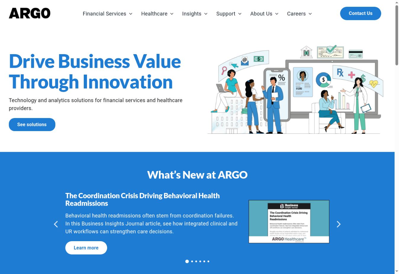 ARGO Data homepage showing Austin Dupio's visual system in production.